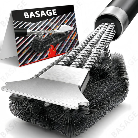 Safe Grill Brush - Bristle Free BBQ Grill Brush - Rust Resistant Stainless Steel Barbecue Cleaner - Great Grilling Accessories