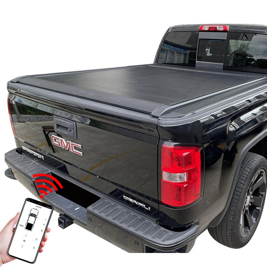 Alloy Tonneau Bed Cover for GMC Sierra Crew Cab 2019+ Pickup Truck Electric Roller Lid for Cars