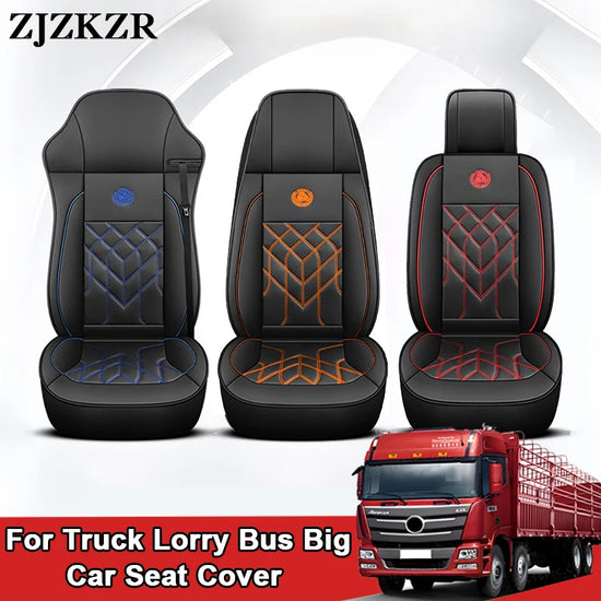 Truck Lorry Bus Big Car Seat Cover Ice Silk Leather Universal Wear-Resistant Protector Breathable Non Slip Interior Accessories